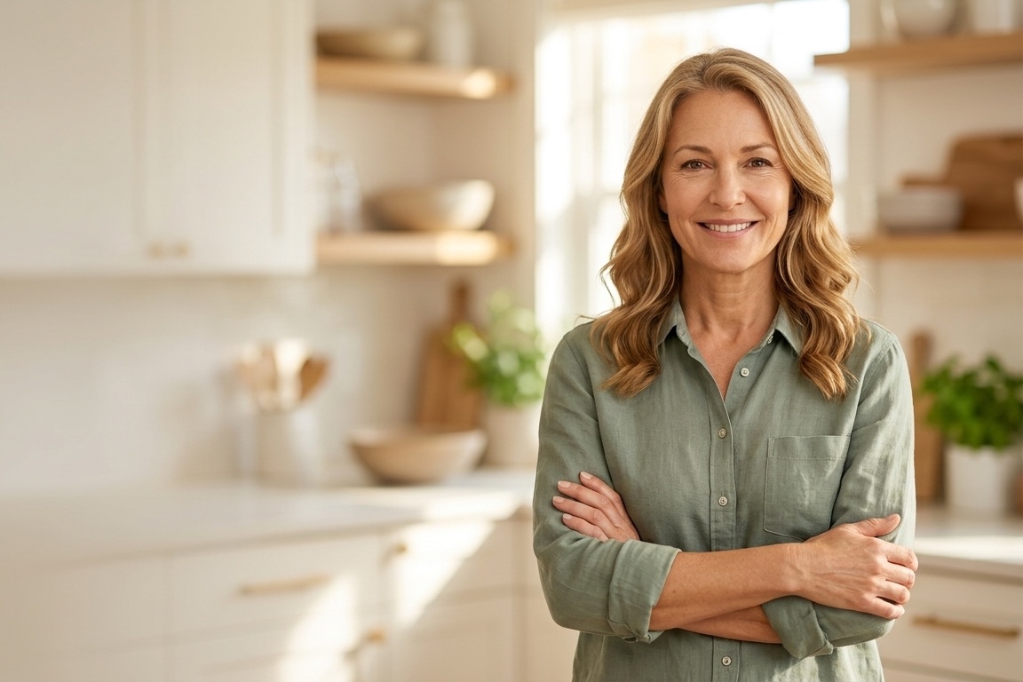 Dana Mitchell standing in her kitchen